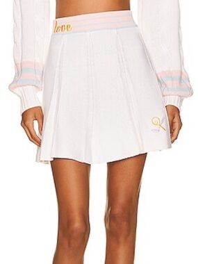 LoveShackFancy Roz Pleated Embroidered Knitted Mini Tennis Skirt size med NWT